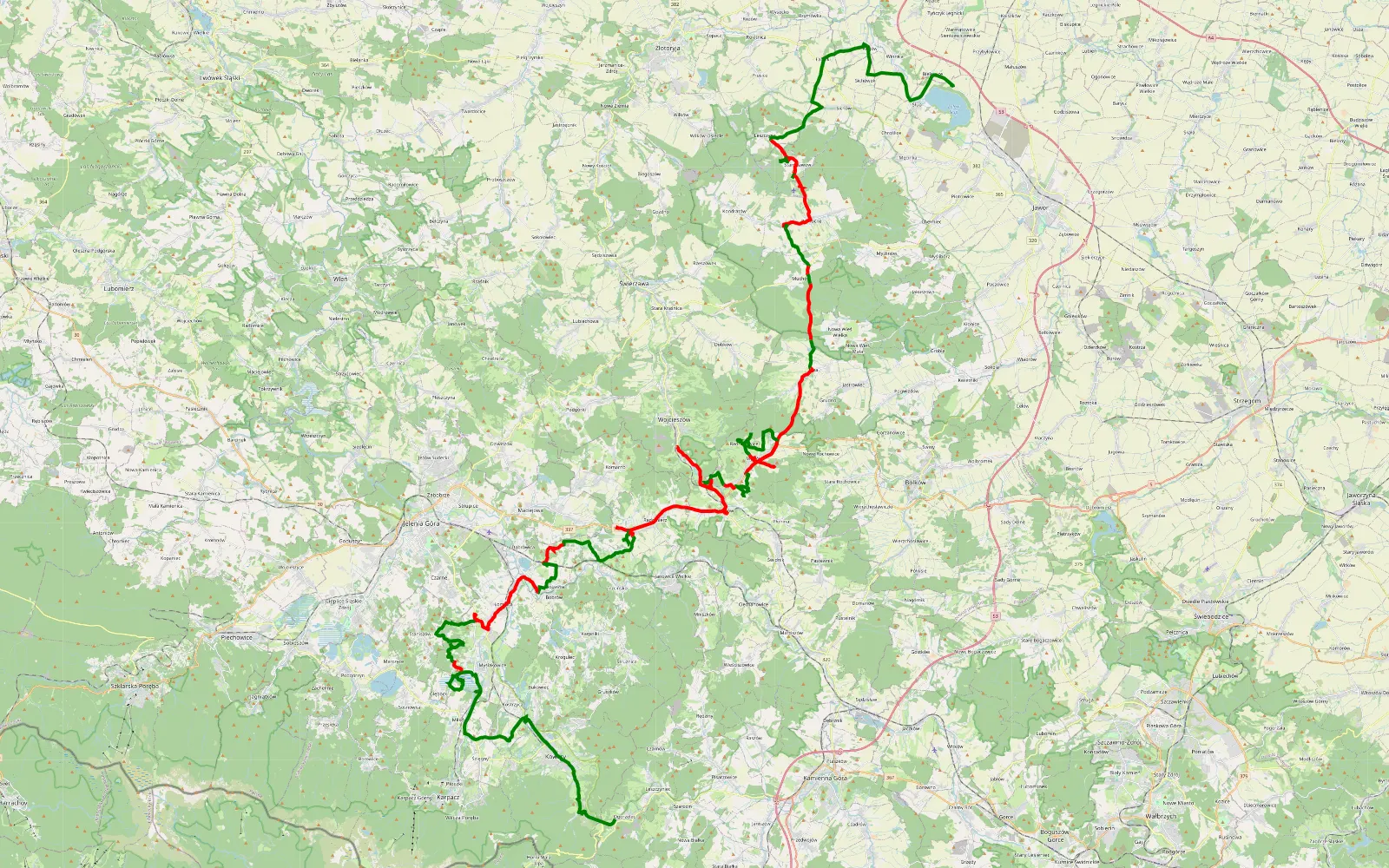 Map of Słup-kowary - 93.2 km offroad trail, Jawor County