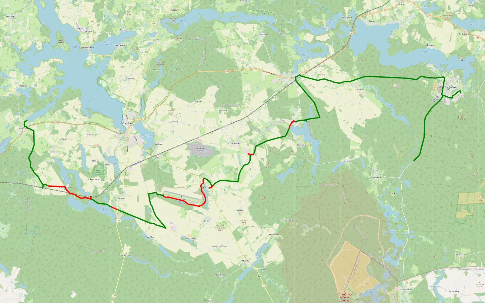 Mapa trasy gt - 35.3 km trasy offroad, Powiat Drawski