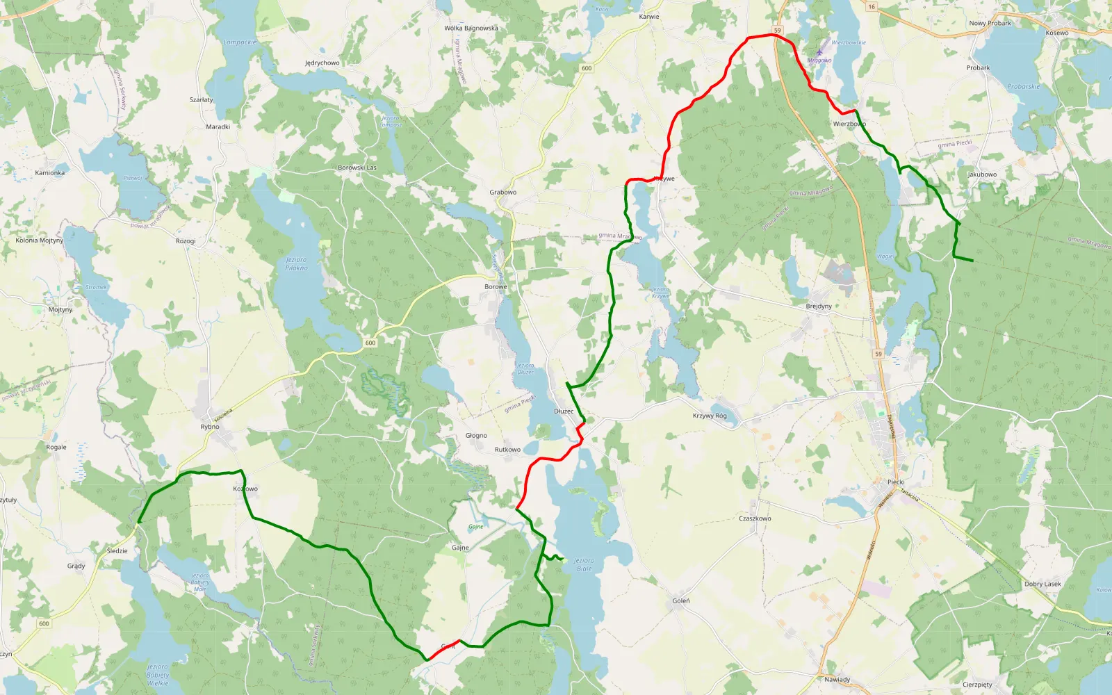 Map of Mrągowa mikolajki cześć 1 (3) - 30.5 km offroad trail, Mrągowo County