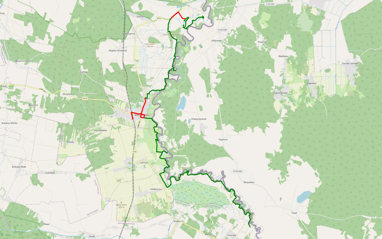Map of Trasska - 33.5 km offroad trail, Włodawa County