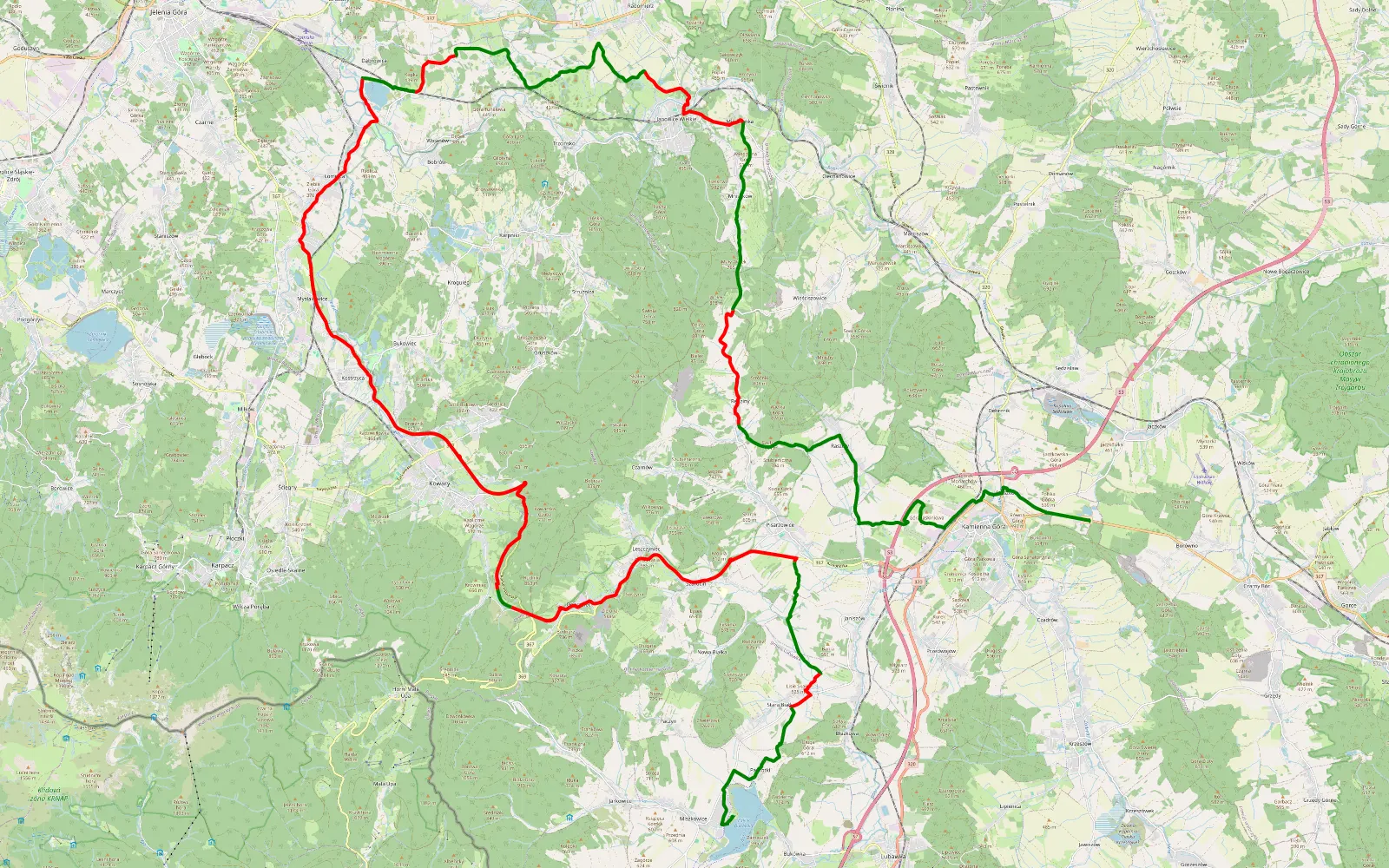 Map of Jesienne tropy - 60.4 km offroad trail, Karkonosze County