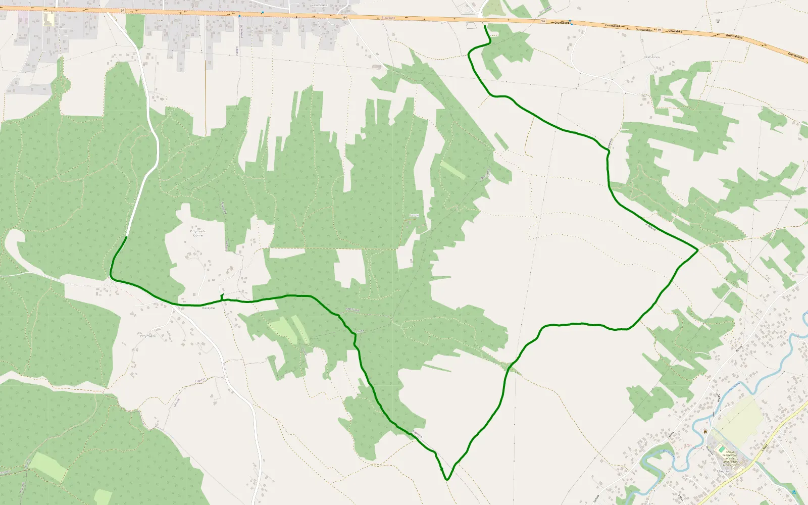 Map of Brzezówka - Buczyna - 6.3 km offroad trail, Ropczyce-Sędziszów County