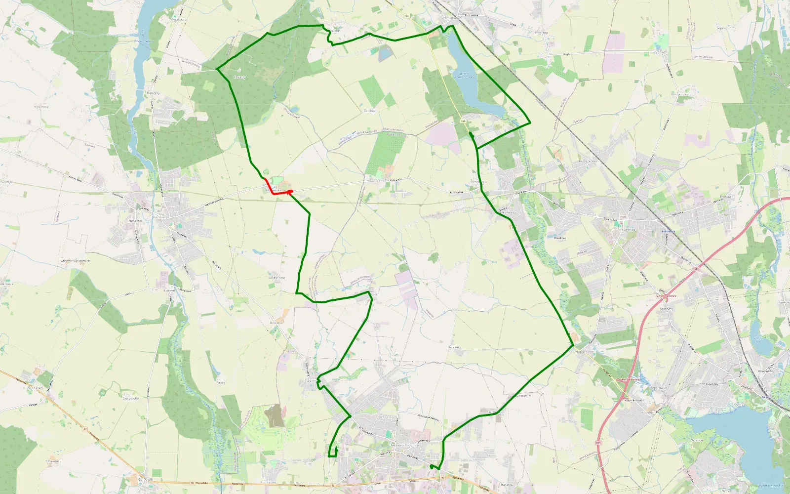 Mapa trasy Tarnowo Podgórne - 10.2 km trasy offroad, Powiat Szamotulski