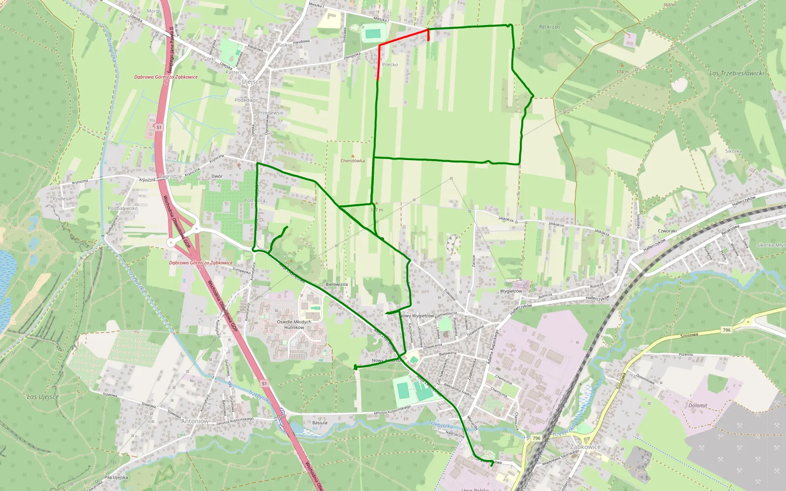 Map of Traktowa zabkowice - 6.4 km offroad trail, Dąbrowa Górnicza