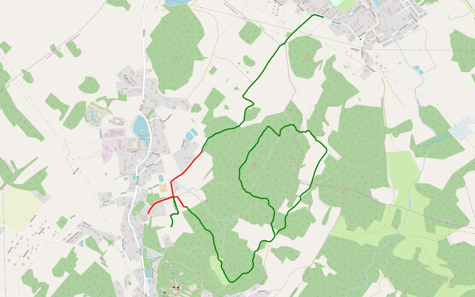 Map of Staniszów - Czarne - 6.4 km offroad trail, Karkonosze County