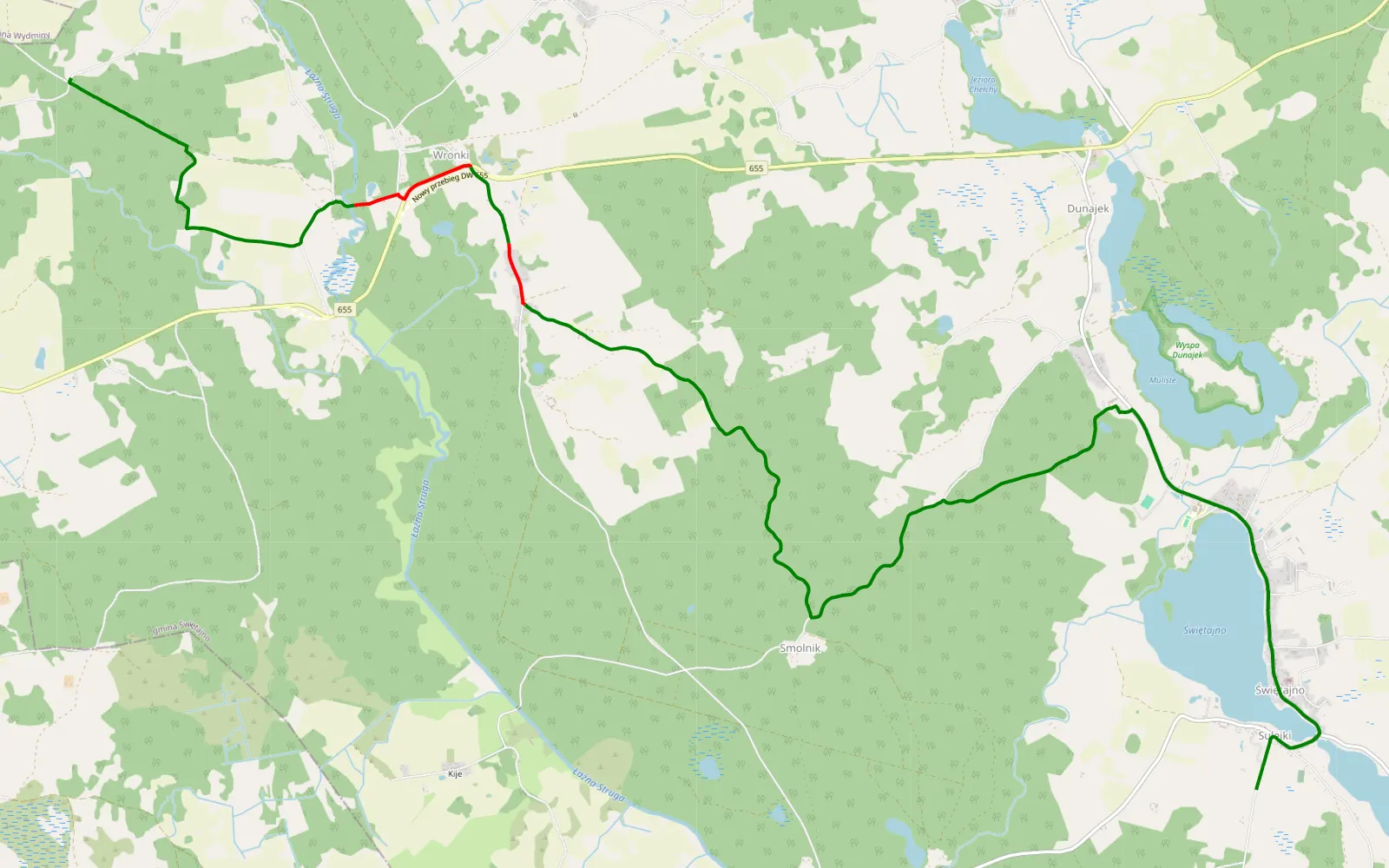 Mapa trasy Gajrowskie - Sulejki - 11.2 km trasy offroad, Powiat Olecki