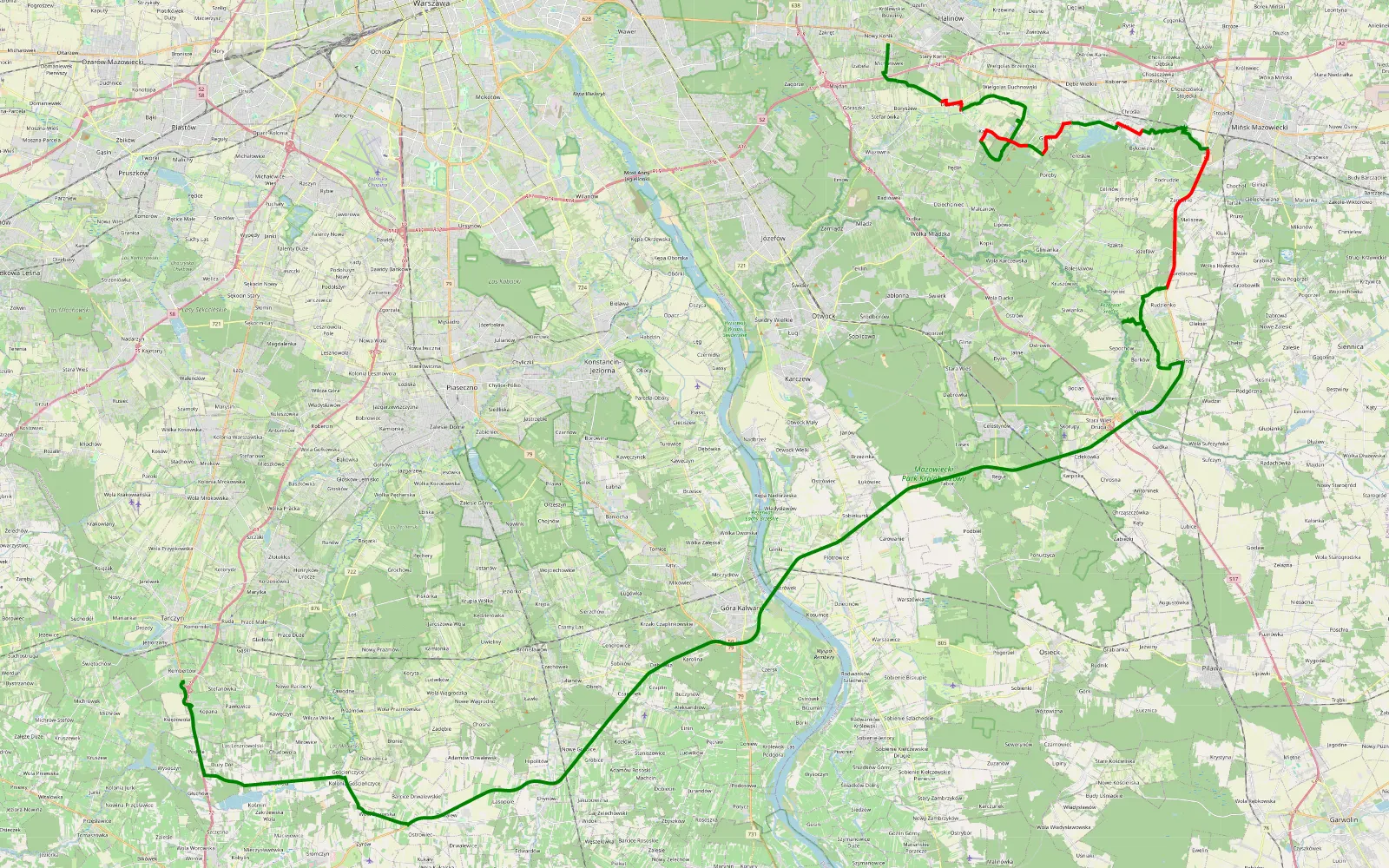 Map of Kołbiel - 40.7 km offroad trail, Mińsk County