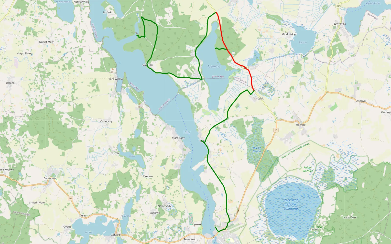 Map of Talty biwak z Mikołajek - 20.6 km offroad trail, Giżycko County