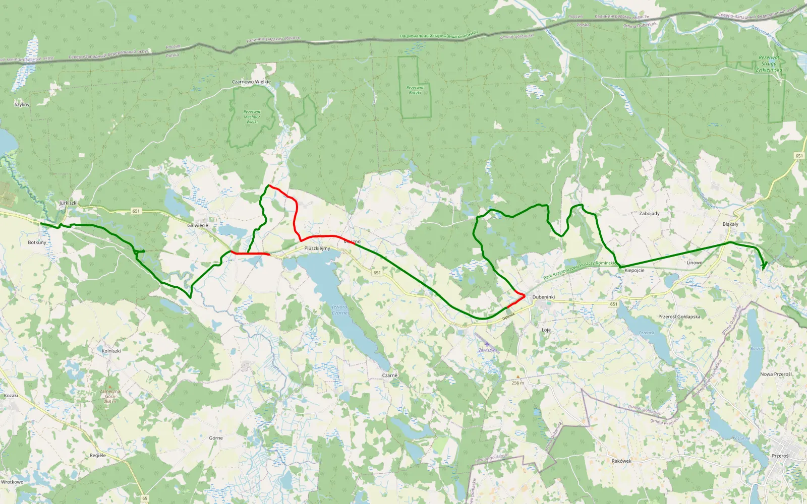 Mapa trasy Mosty - 25 km trasy offroad, Powiat Gołdapski
