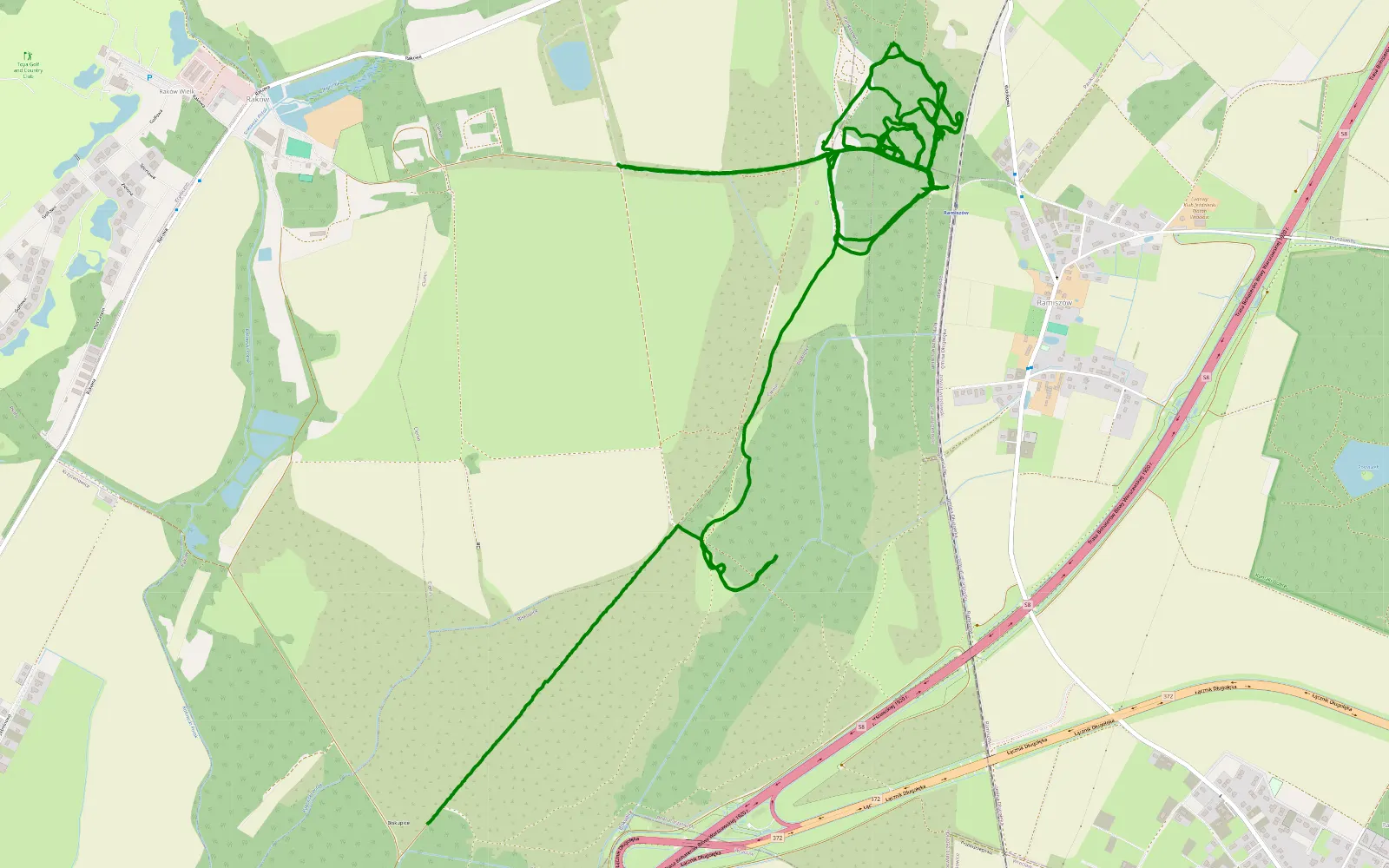 Mapa trasy Poligon Cienin - Piaski - 12.5 km trasy offroad, Powiat Trzebnicki