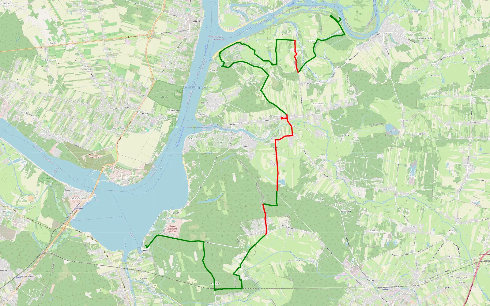 Map of Białobrzegi - Kania Polska - 24.4 km offroad trail, Wołomin County