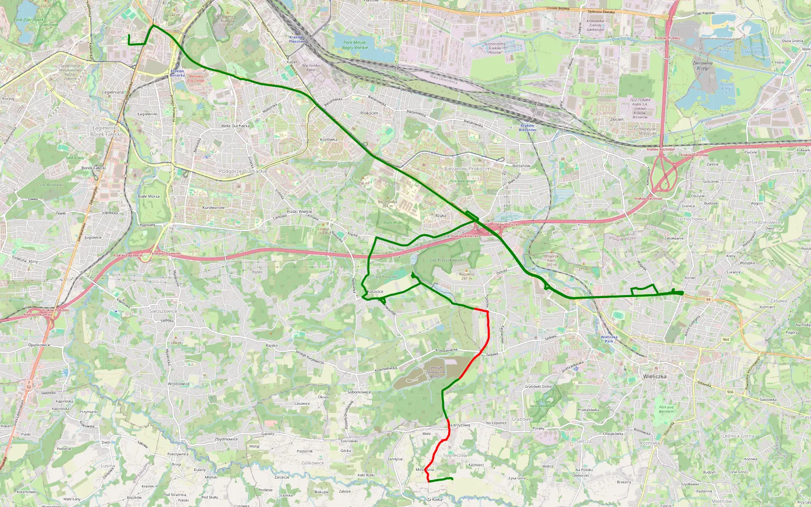 Map of Łagiewniki - Wieliczka - 6.4 km offroad trail, Wieliczka County