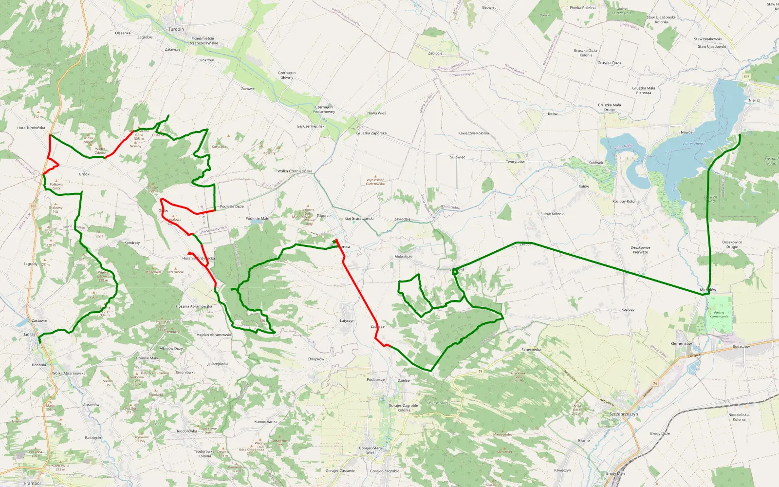 Map of Andrzejki Roztocze - 65.7 km offroad trail, Biłgoraj County