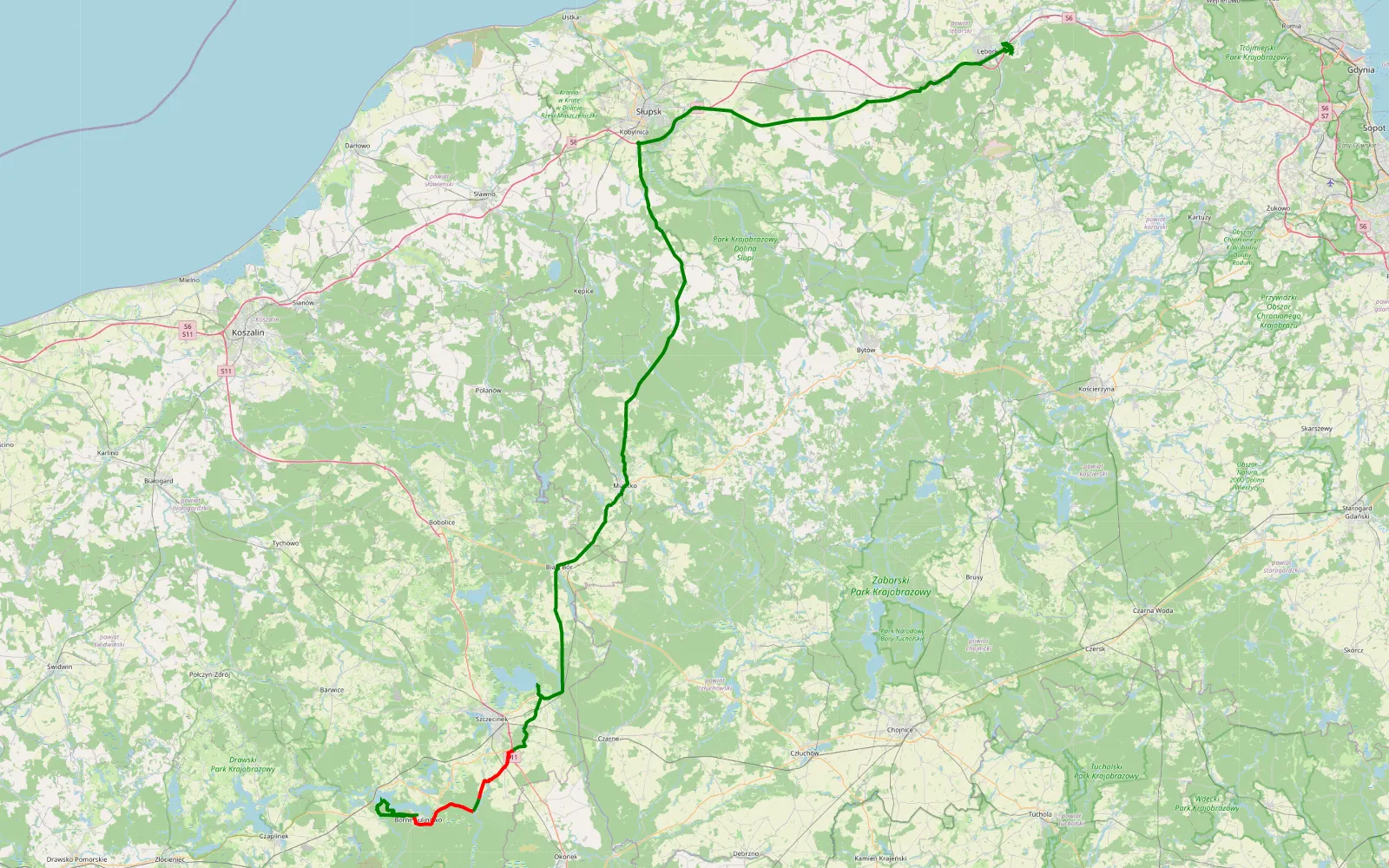 Map of Lubowidz - Borne Sulinowo - 40.7 km offroad trail, Szczecinek County