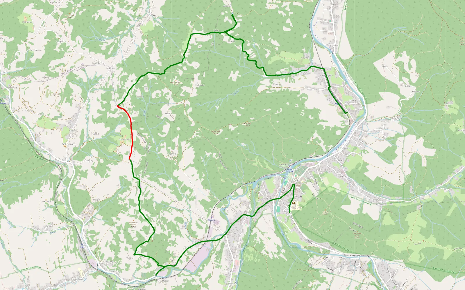Map of Real offroad Rajcza - 7.8 km offroad trail, Żywiec County