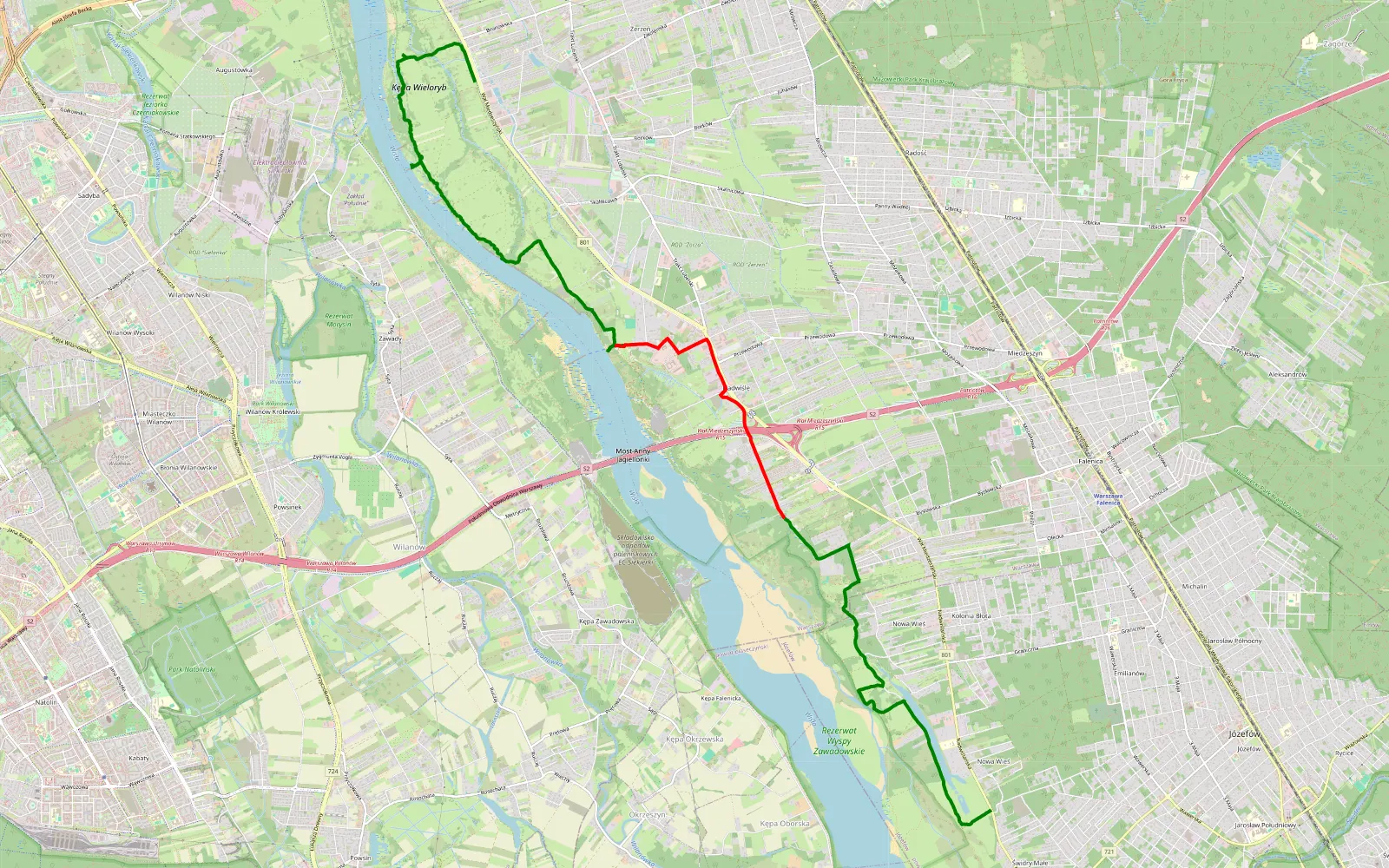 Map of Zbytki - Nowa Wieś - 14.4 km offroad trail, Warsaw