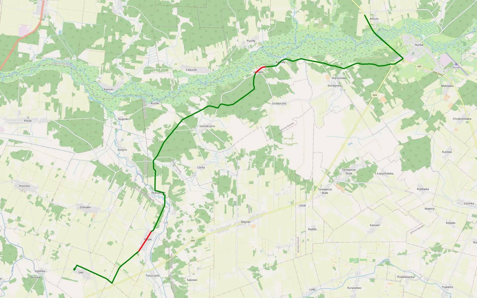 Map of 22.7 km Offroad Trail, Hajnówka County - 22.7 km offroad trail, Hajnówka County