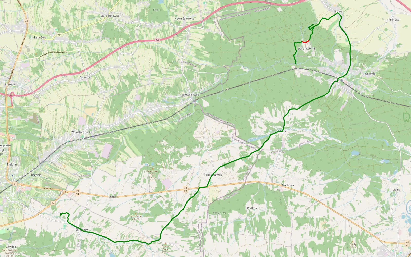 Mapa trasy Jsysh - 5.6 km trasy offroad, Powiat Dębicki