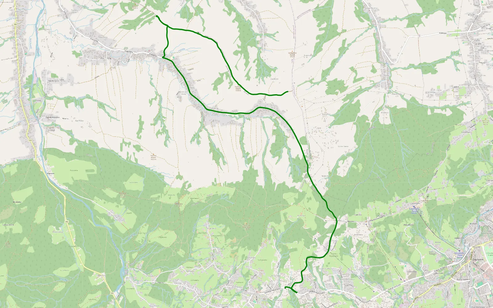 Map of Kule - Kościelisko - 3.4 km offroad trail, Nowy Targ County