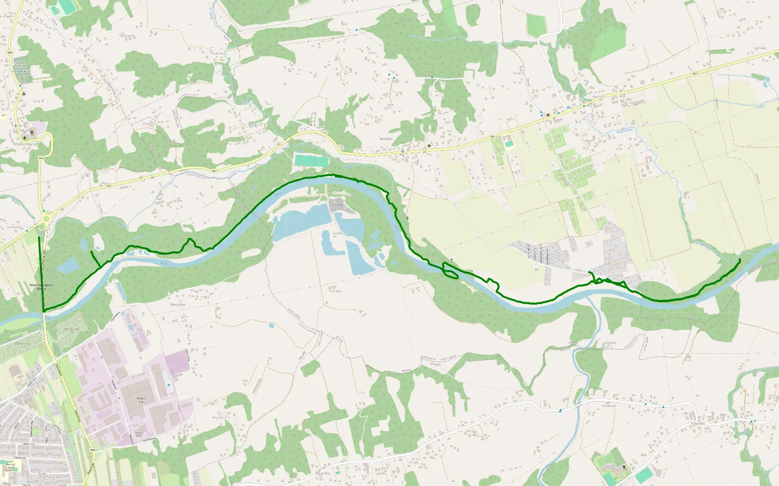 Map of Trasa wzdłuż raby - 7.9 km offroad trail, Wieliczka County