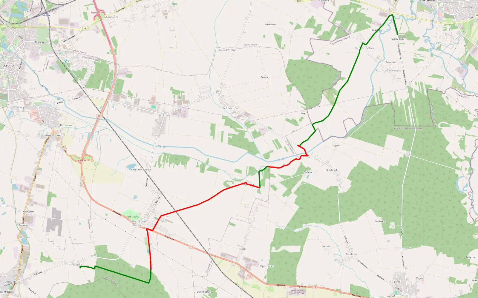 Map of Aloha - 11 km offroad trail, Kępno County