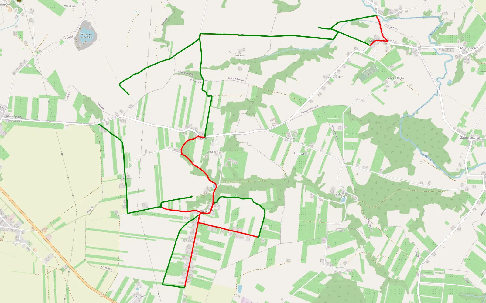 Map of Gozdawa - 15 km offroad trail, Opatów County