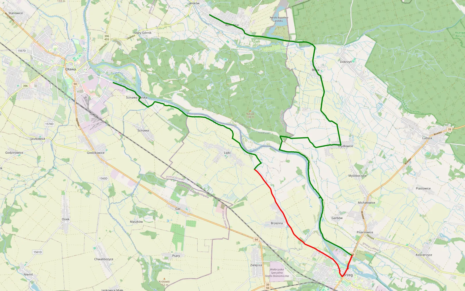 Map of Zwierzetnik - Janików - 24.1 km offroad trail, Brzeg County