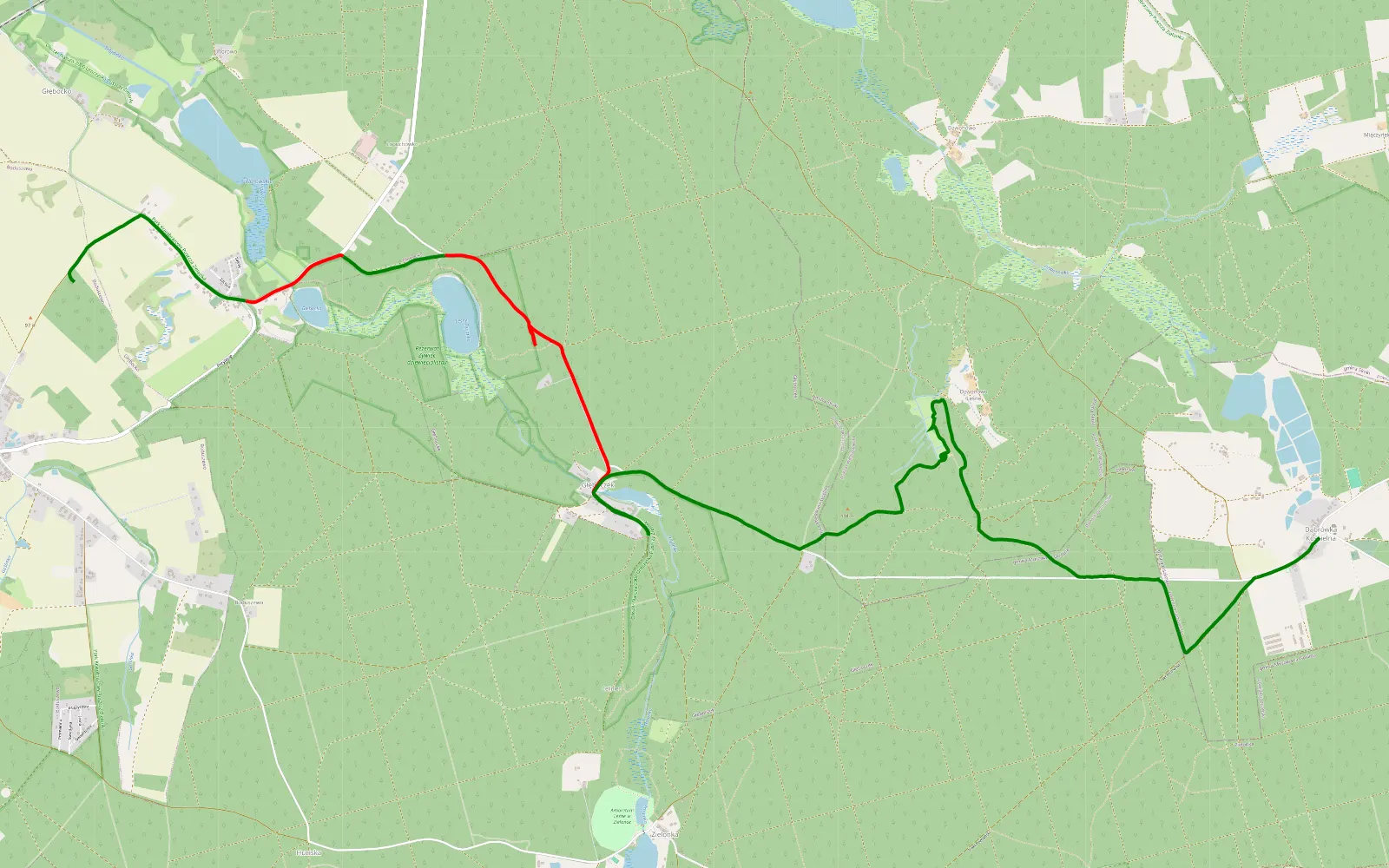 Map of Głębocko - Dąbrówka Kościelna - 12.1 km offroad trail, Poznań County