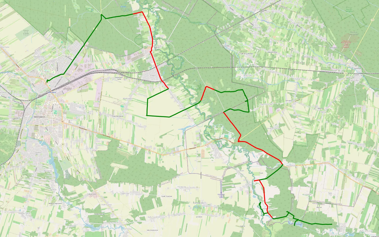 Map of Jeruzal - Starbacicha - 29.1 km offroad trail, Skierniewice County