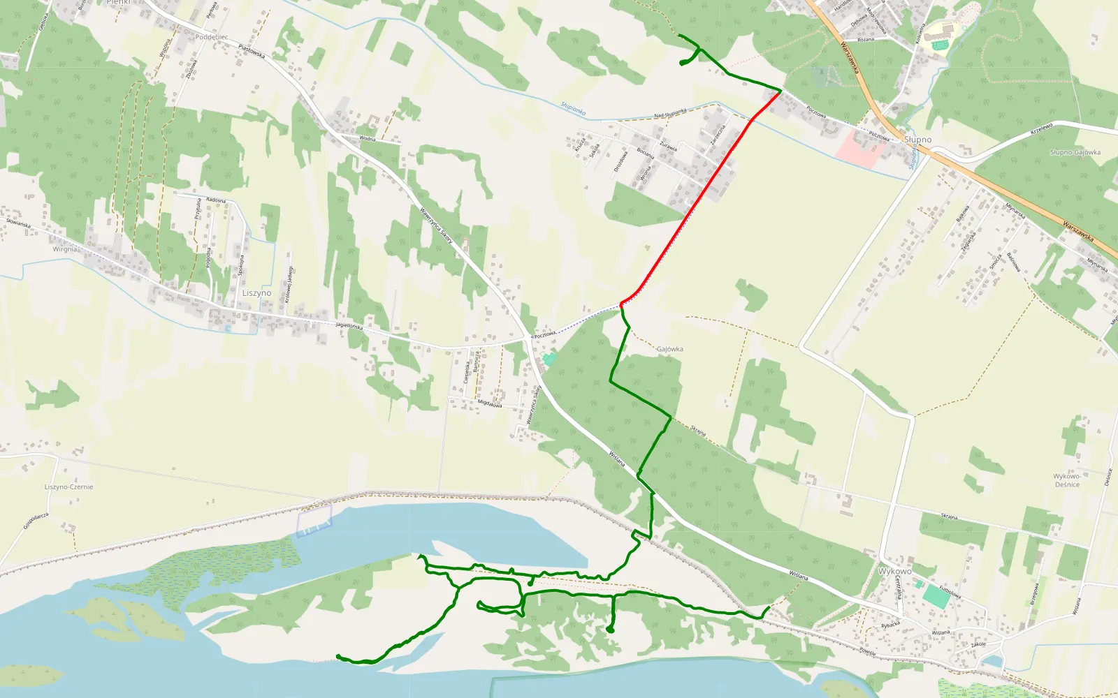 Map of Słupno - Wykowo - 9.6 km offroad trail, Płock County