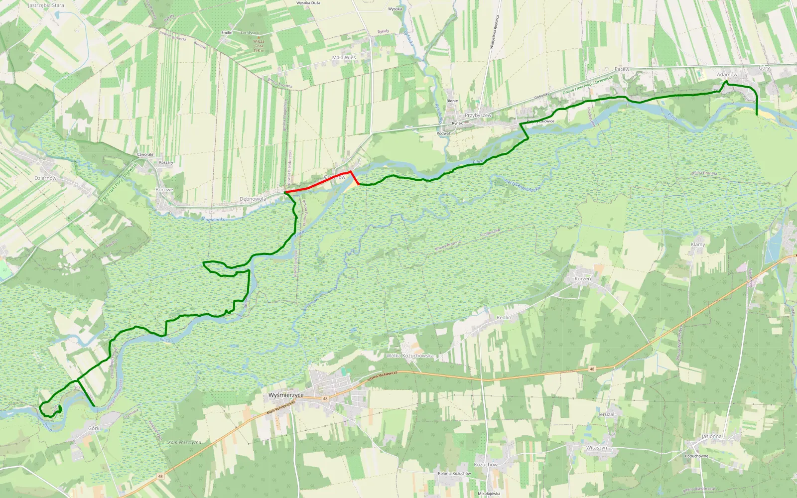 Map of Górki - Góry 2 final - 14.2 km offroad trail, Grójec County