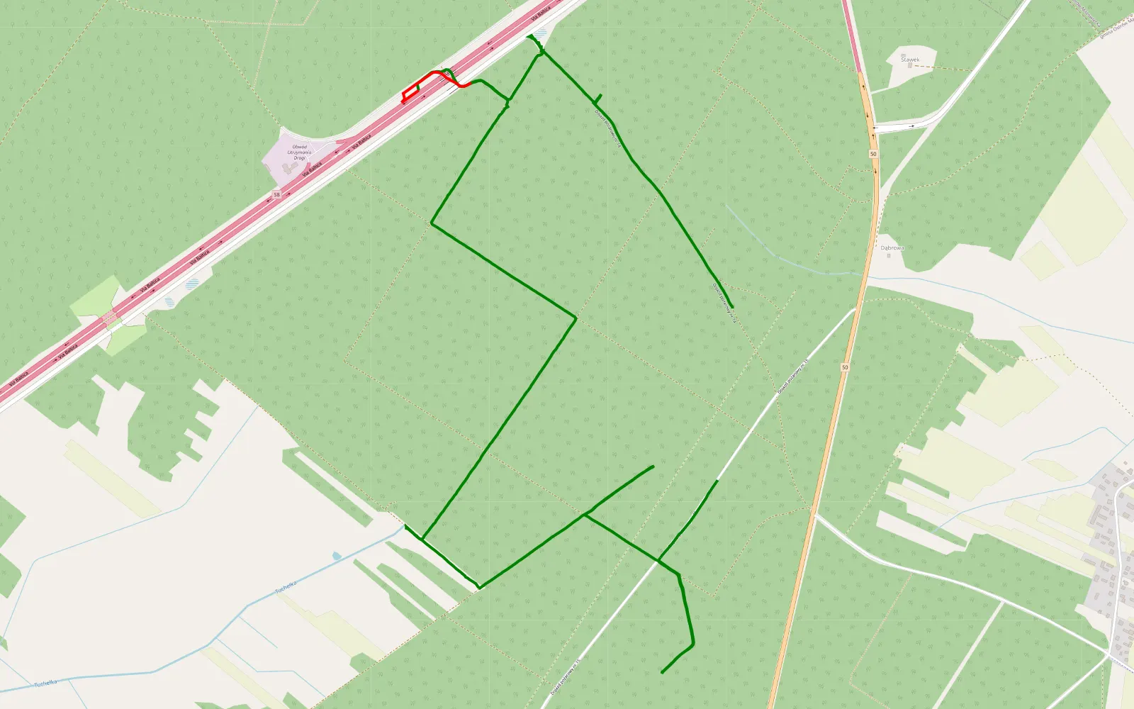 Mapa trasy Grabownica Stara - 6.6 km trasy offroad, Powiat Ostrowski