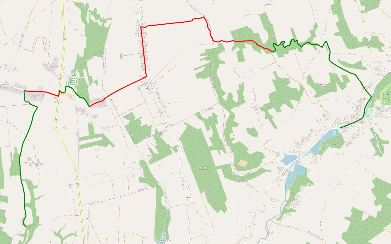 Mapa trasy Kraśnik - 12 km trasy offroad, Powiat Janowski