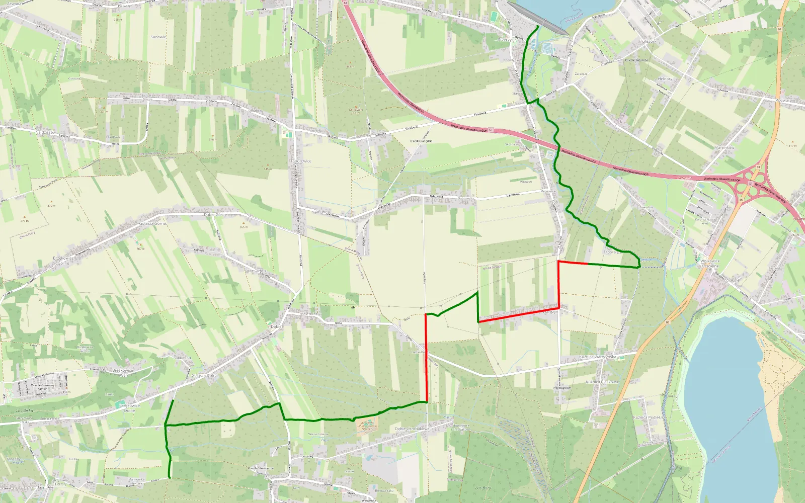 Mapa trasy Gołąsza Dolna - Przeczyce - 11.7 km trasy offroad, Powiat Będziński