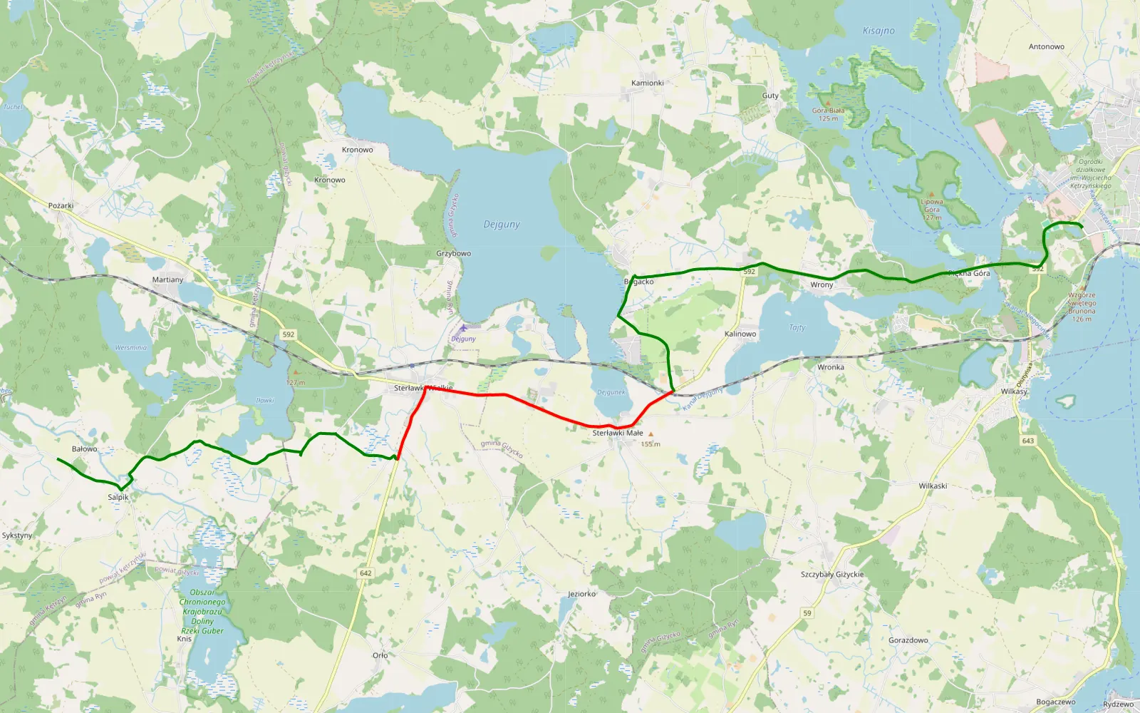 Map of Giżycko - Salpik - 14.1 km offroad trail, Giżycko County