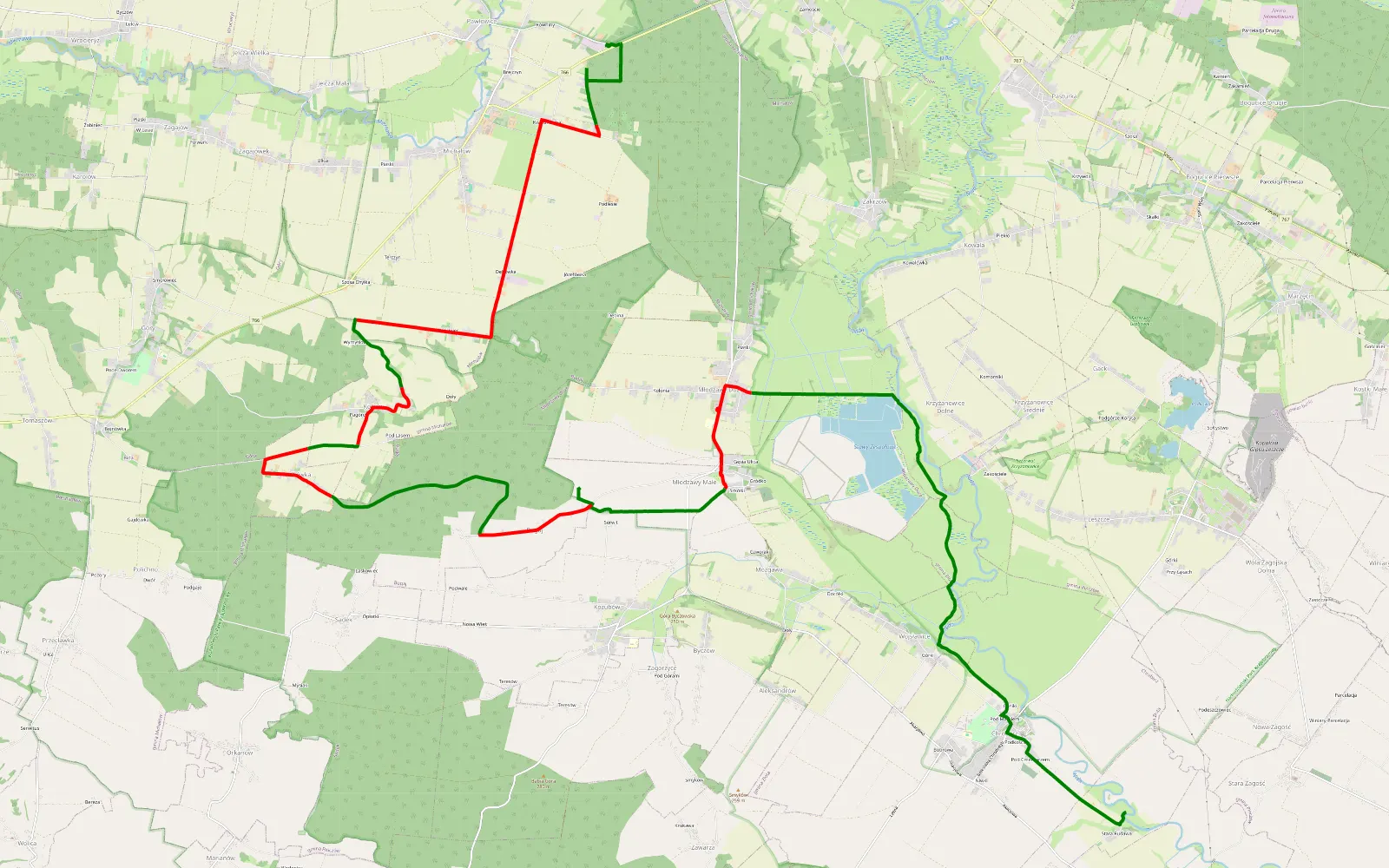 Map of Ponidzie - dzien 2/1 - 27.7 km offroad trail, Pińczów County