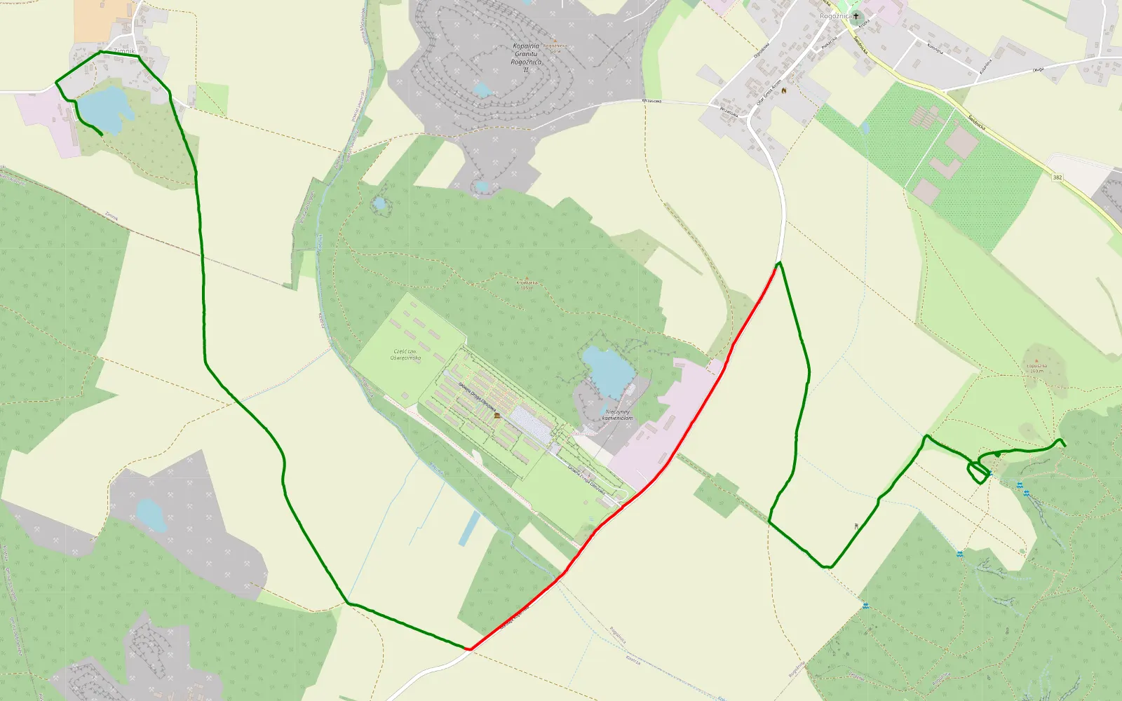 Mapa trasy Rogożnica - Niedaszów - 6.7 km trasy offroad, Powiat Świdnicki