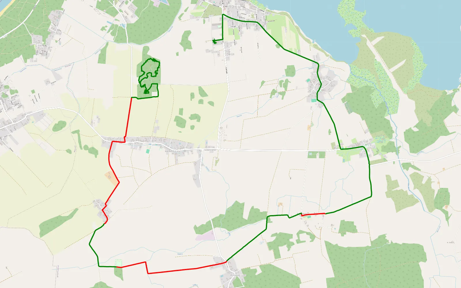 Mapa trasy Middag Bunker terrein- Jezierzany - 15.3 km trasy offroad, Powiat Sławieński