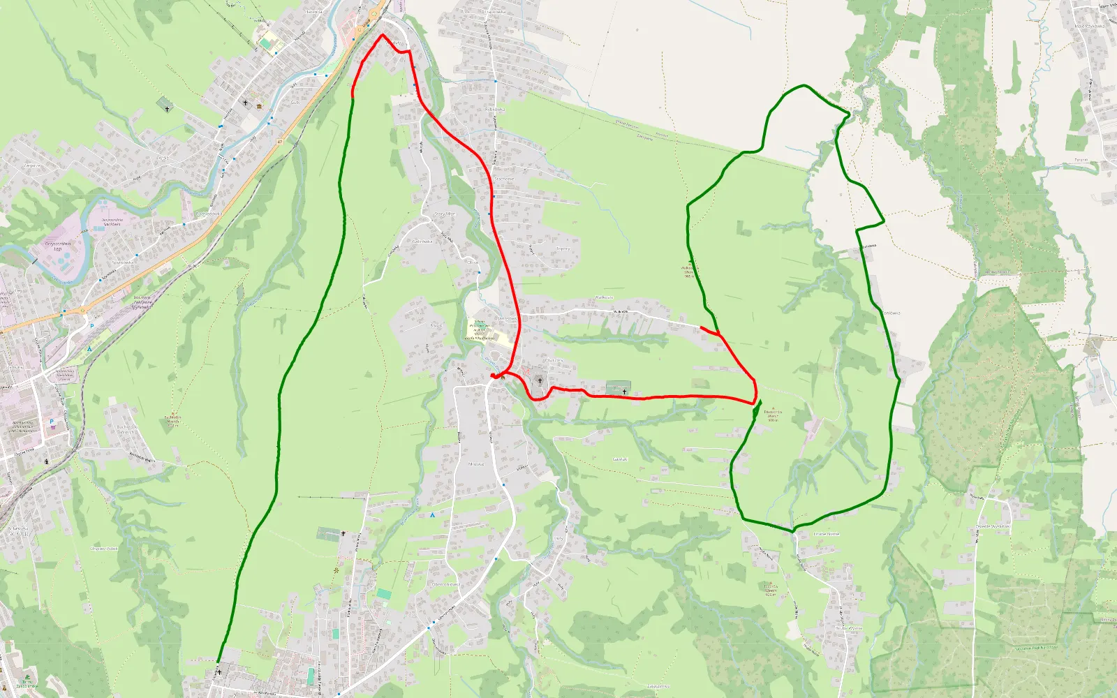 Map of Bystre - Hrube Niżne - 9 km offroad trail, Tatra County
