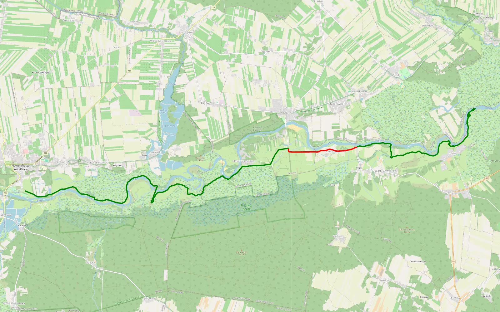 Map of Borowiec - Górki - 20.5 km offroad trail, Grójec County