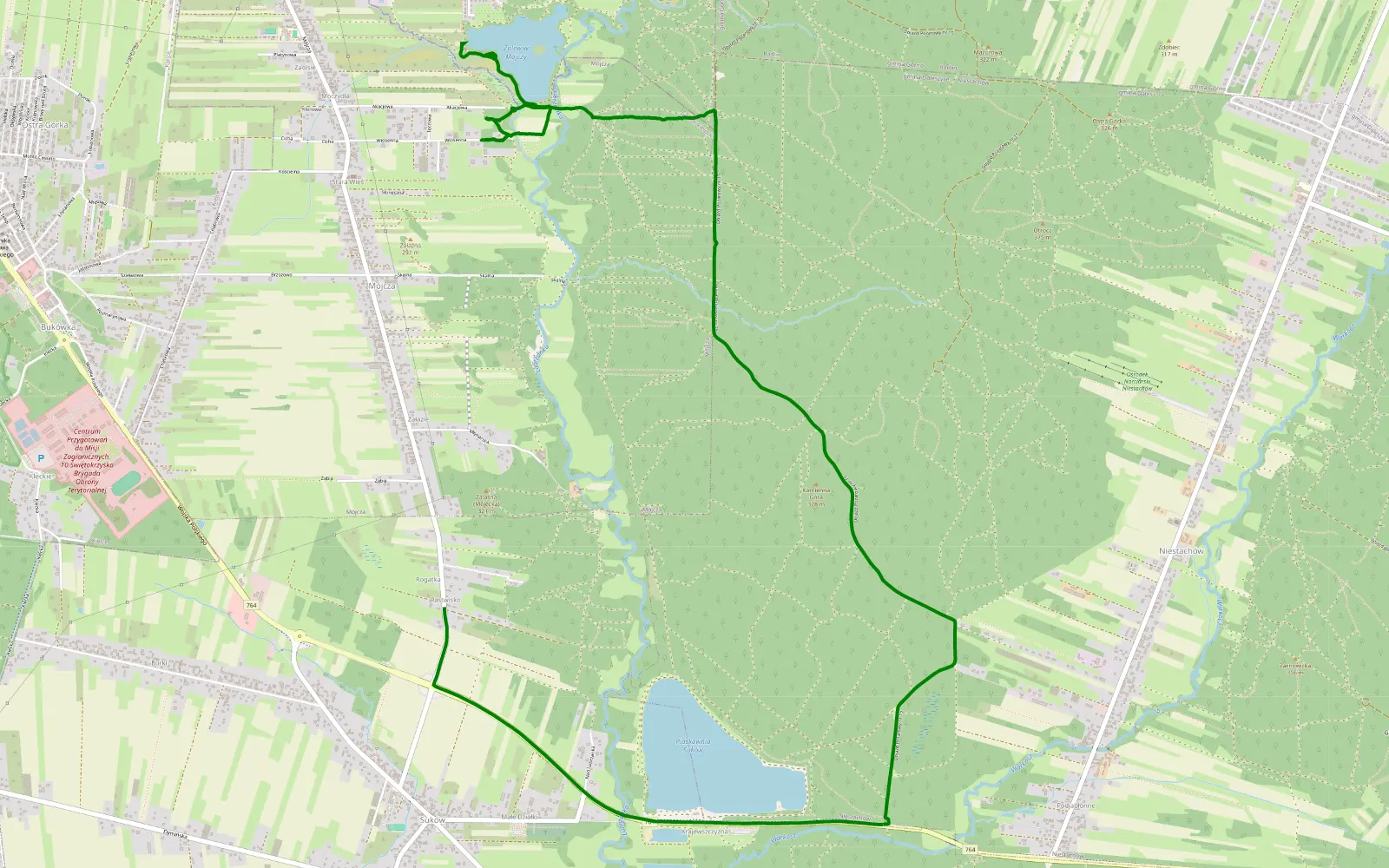 Map of Mojcza - Suków - 7.5 km offroad trail, Kielce County