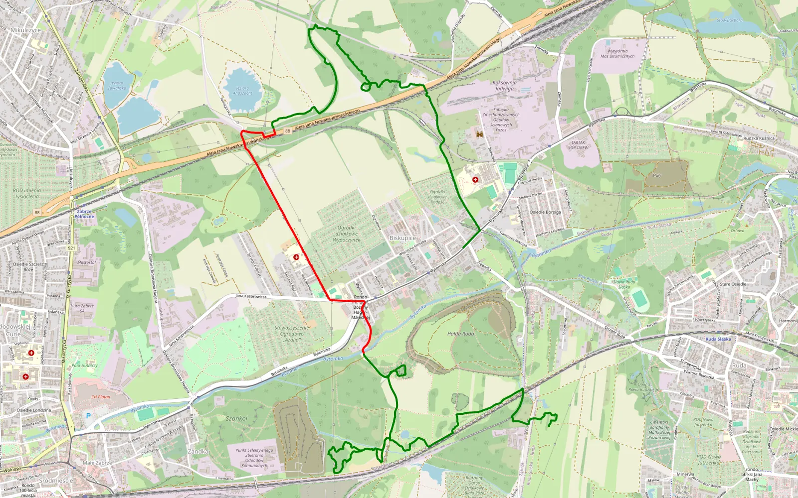 Map of Zabrze/Bytom - 9.8 km offroad trail, Zabrze