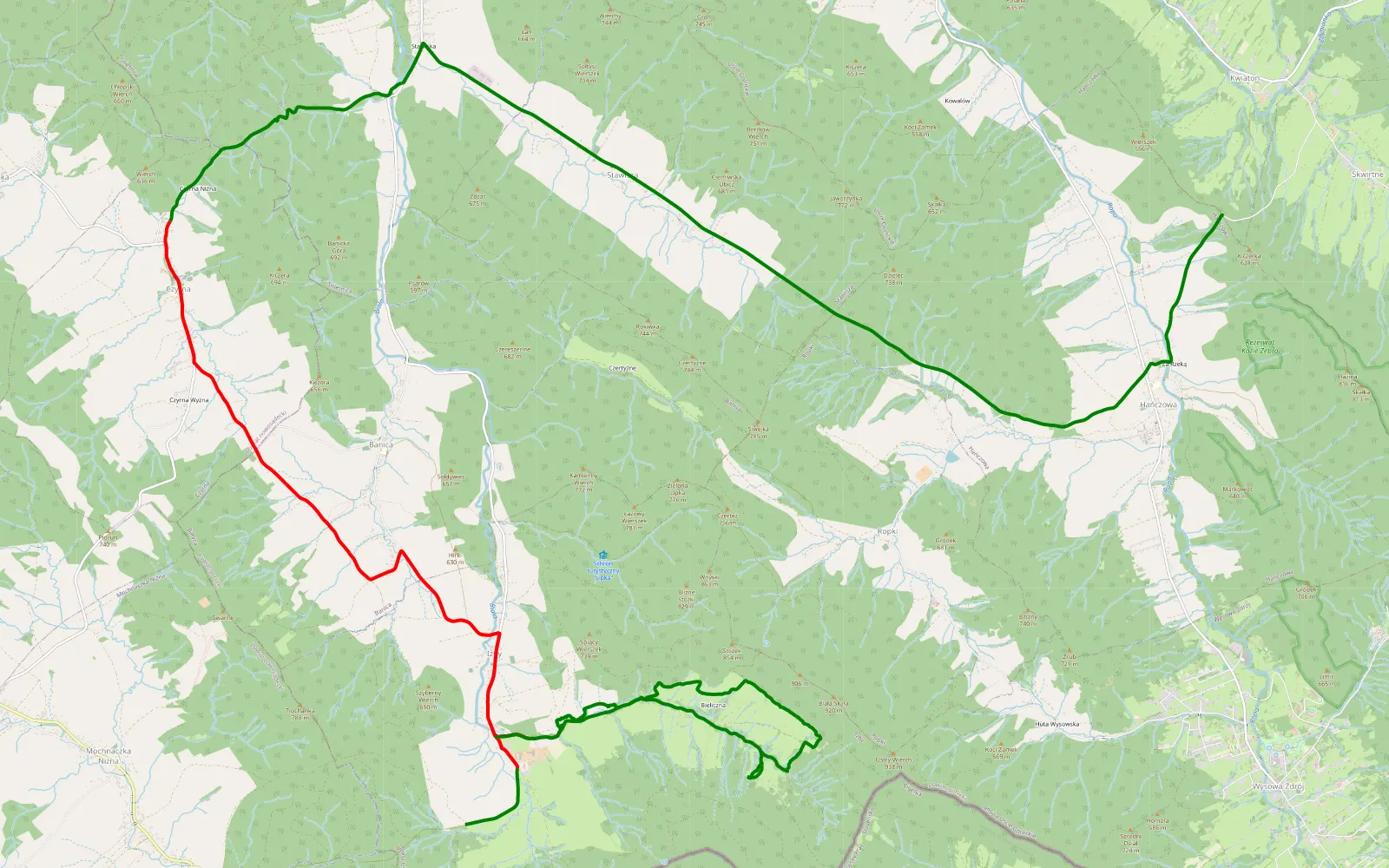 Map of Zdania offroad - 21.5 km offroad trail, Gorlice County