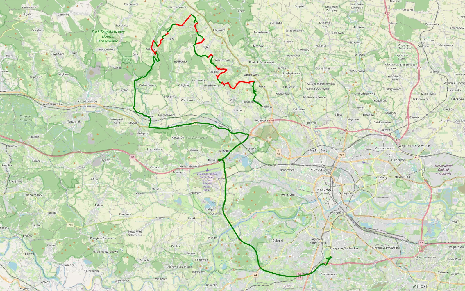 Mapa trasy Wielkanocna - 28.9 km trasy offroad, Powiat Krakowski