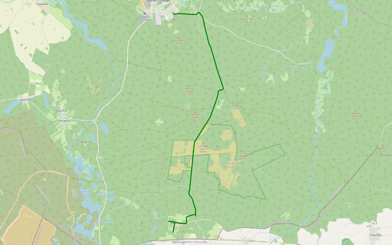 Map of Borne Sulinowo - Sypniewko - 9 km offroad trail, Szczecinek County