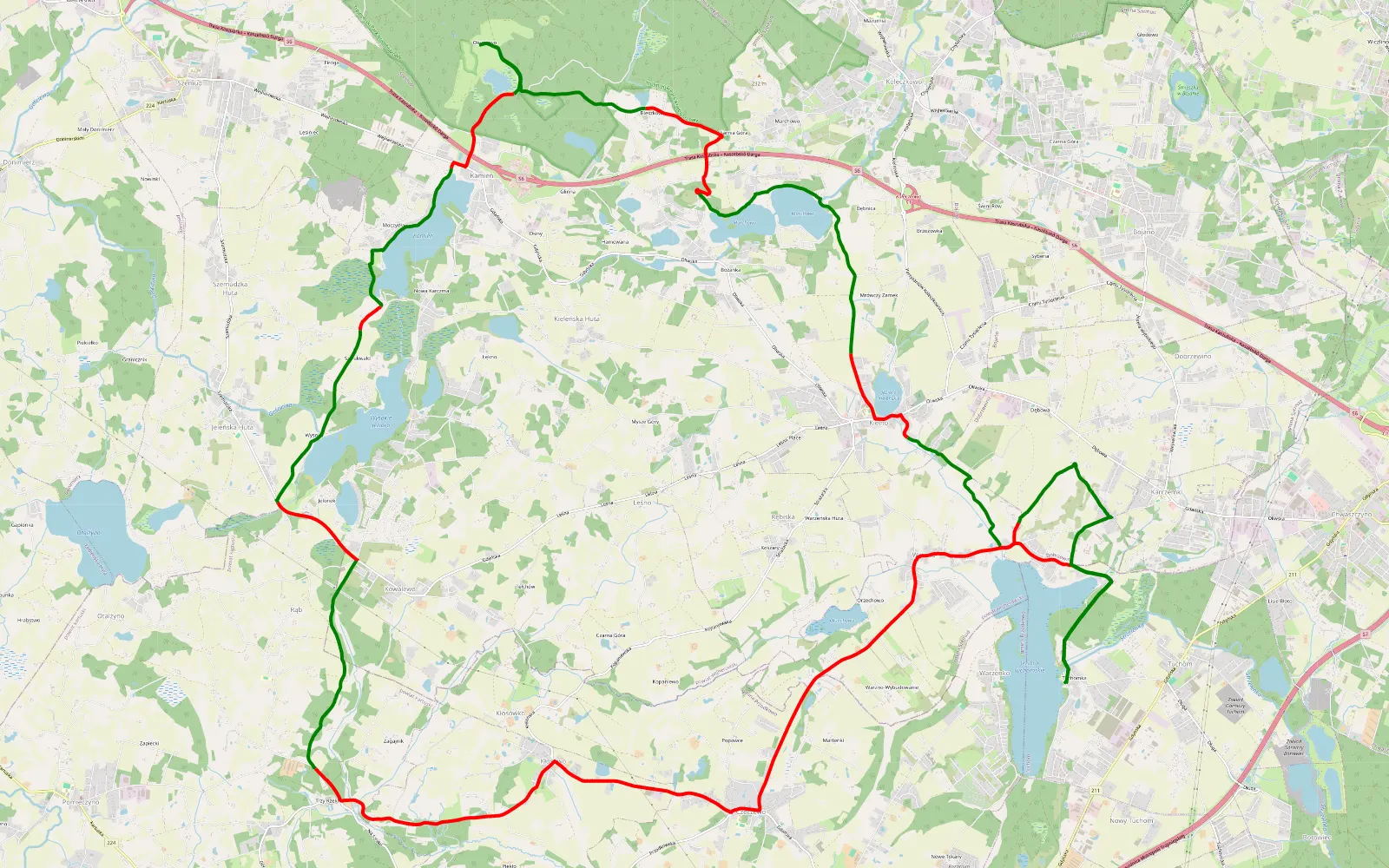 Mapa trasy Karczemki - 35.9 km trasy offroad, Powiat Wejherowski