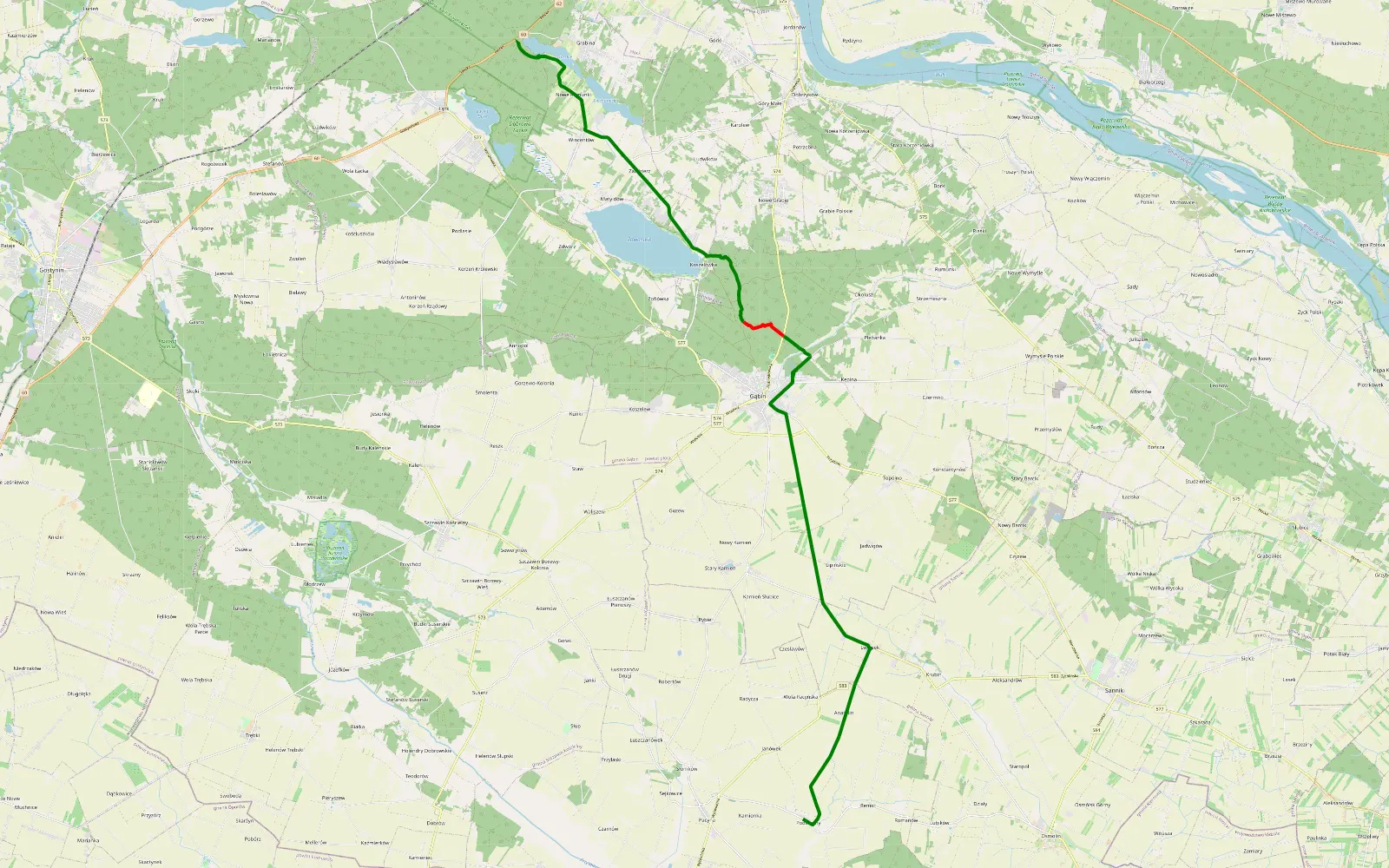 Map of Podczachy - Nowe Rumunki - 4.6 km offroad trail, Płock County