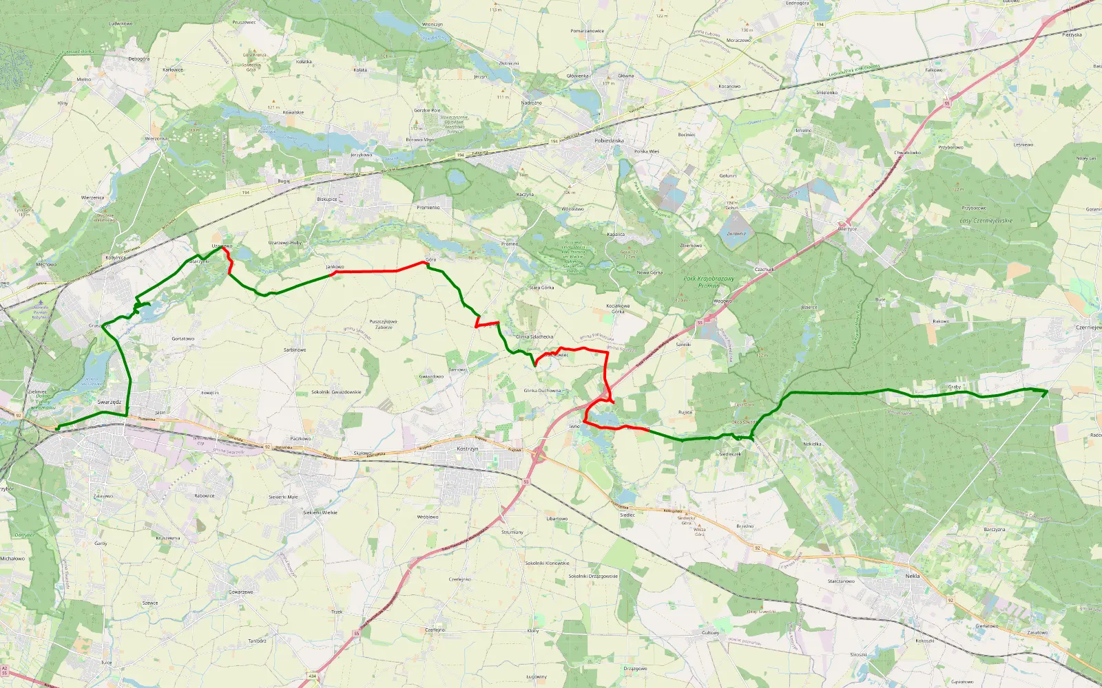 Mapa trasy Offroad - 31.2 km trasy offroad, Powiat Poznański