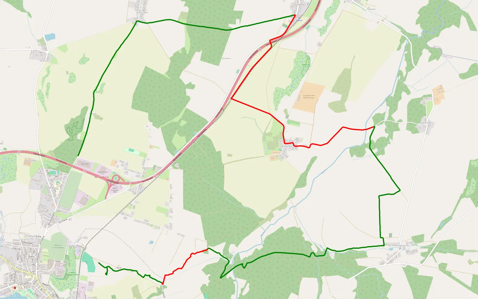 Mapa trasy Nowogard - Miętno - 21.2 km trasy offroad, Powiat Goleniowski