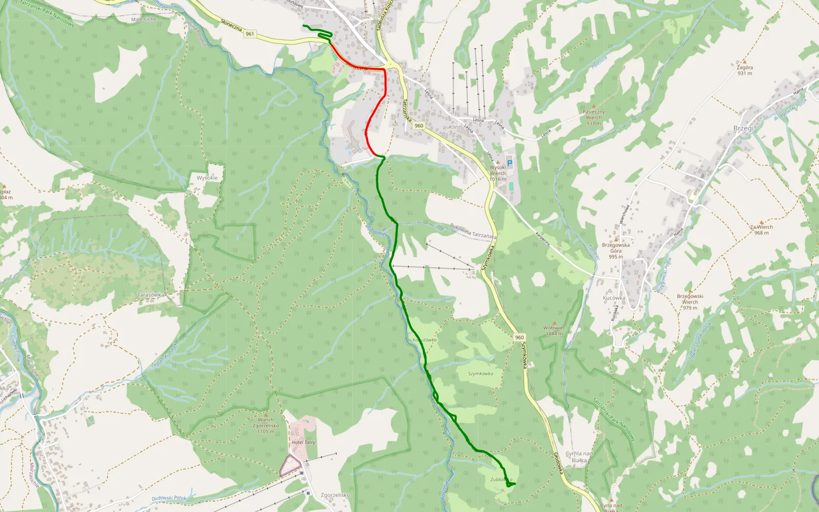 Map of Listopadówka - 6.6 km offroad trail, Tatra County